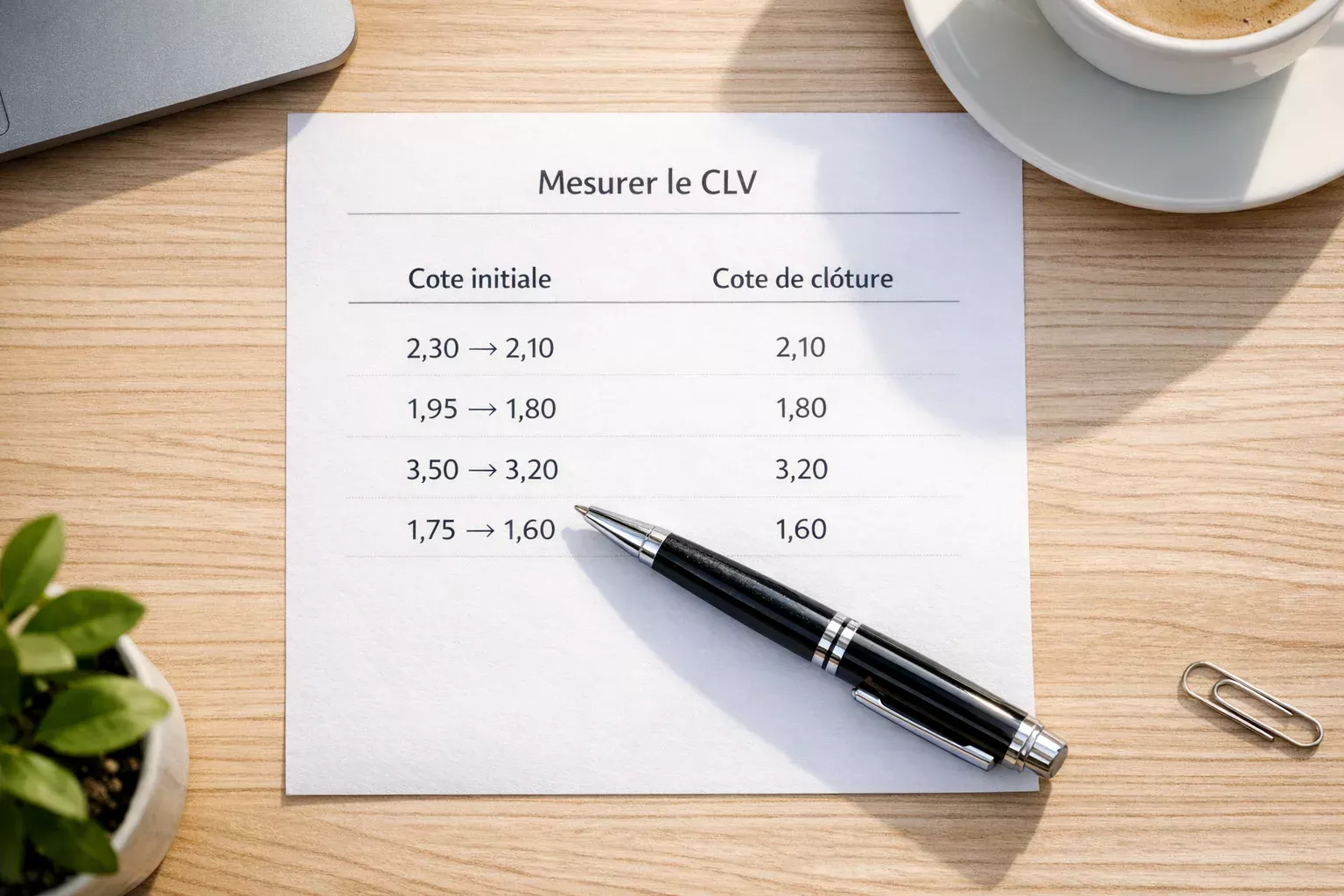 Comparaison visuelle entre cote initiale et cote de clôture sur un document