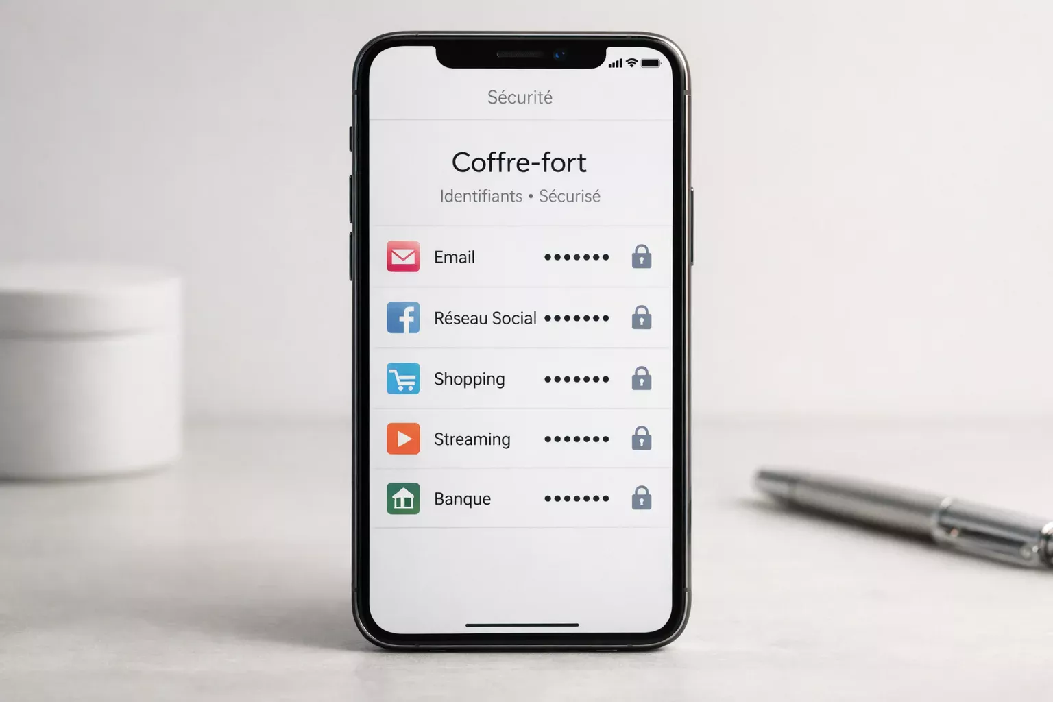Interface de gestionnaire de mots de passe sécurisé pour comptes multiples