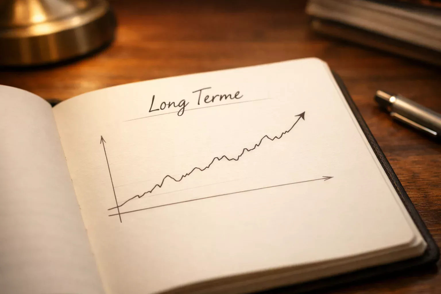 Graphique de progression montrant une courbe ascendante régulière sur le long terme
