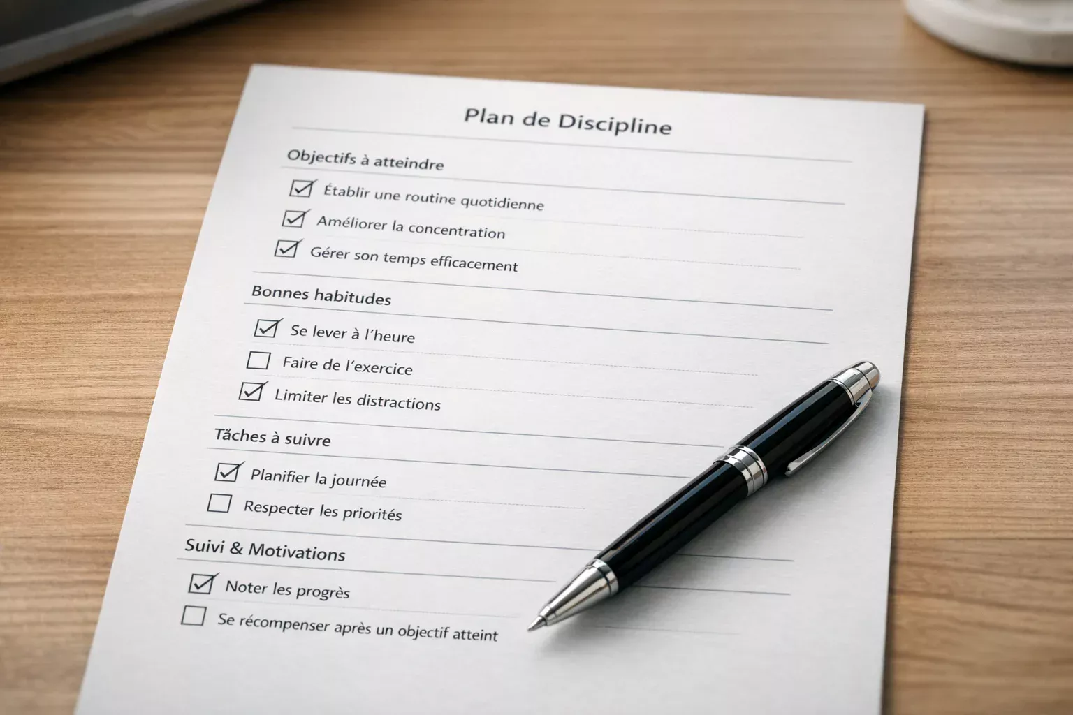 Document de plan de paris avec règles écrites et checklist