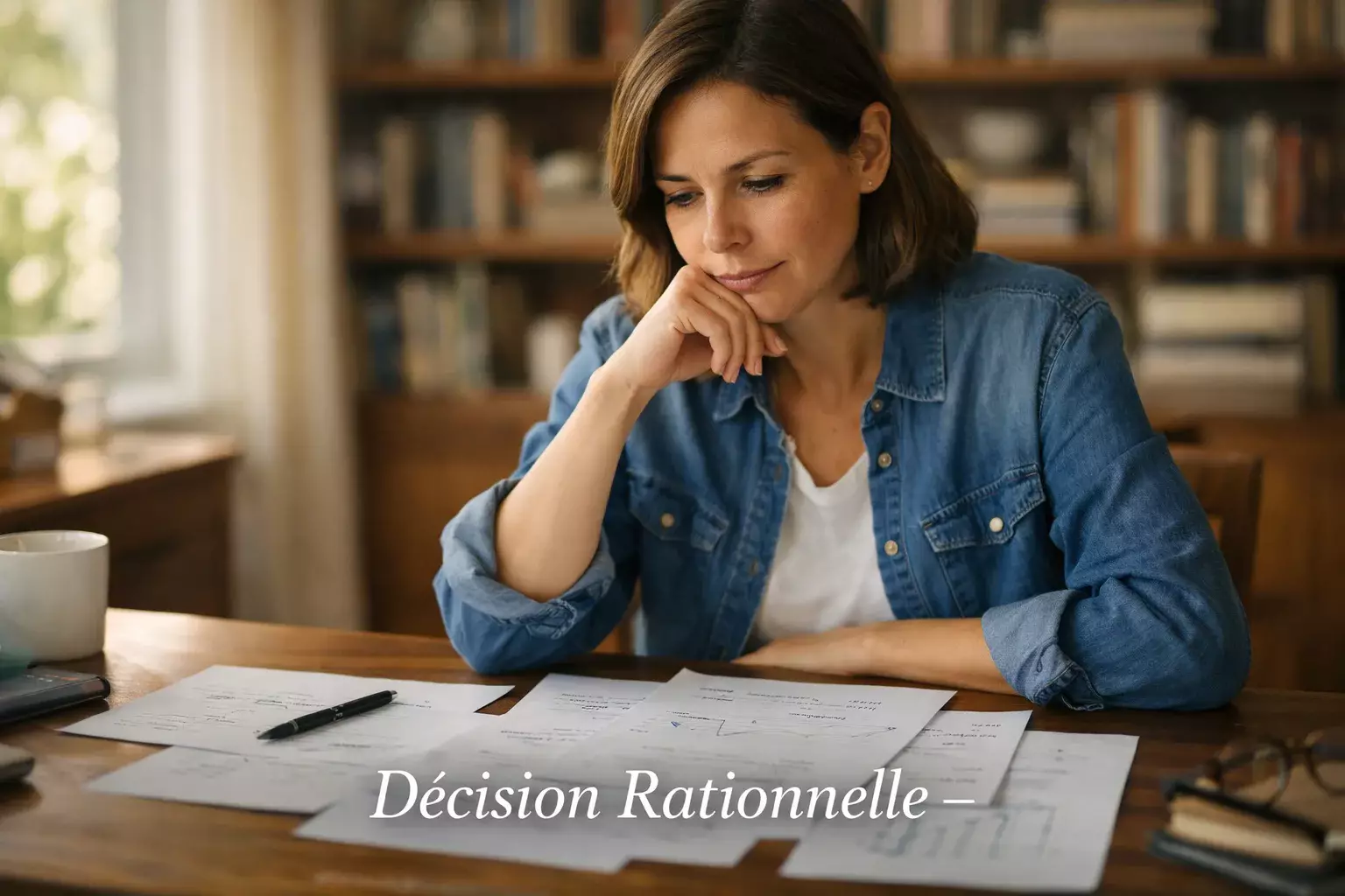 Parieur prenant une décision réfléchie devant ses notes d'analyse