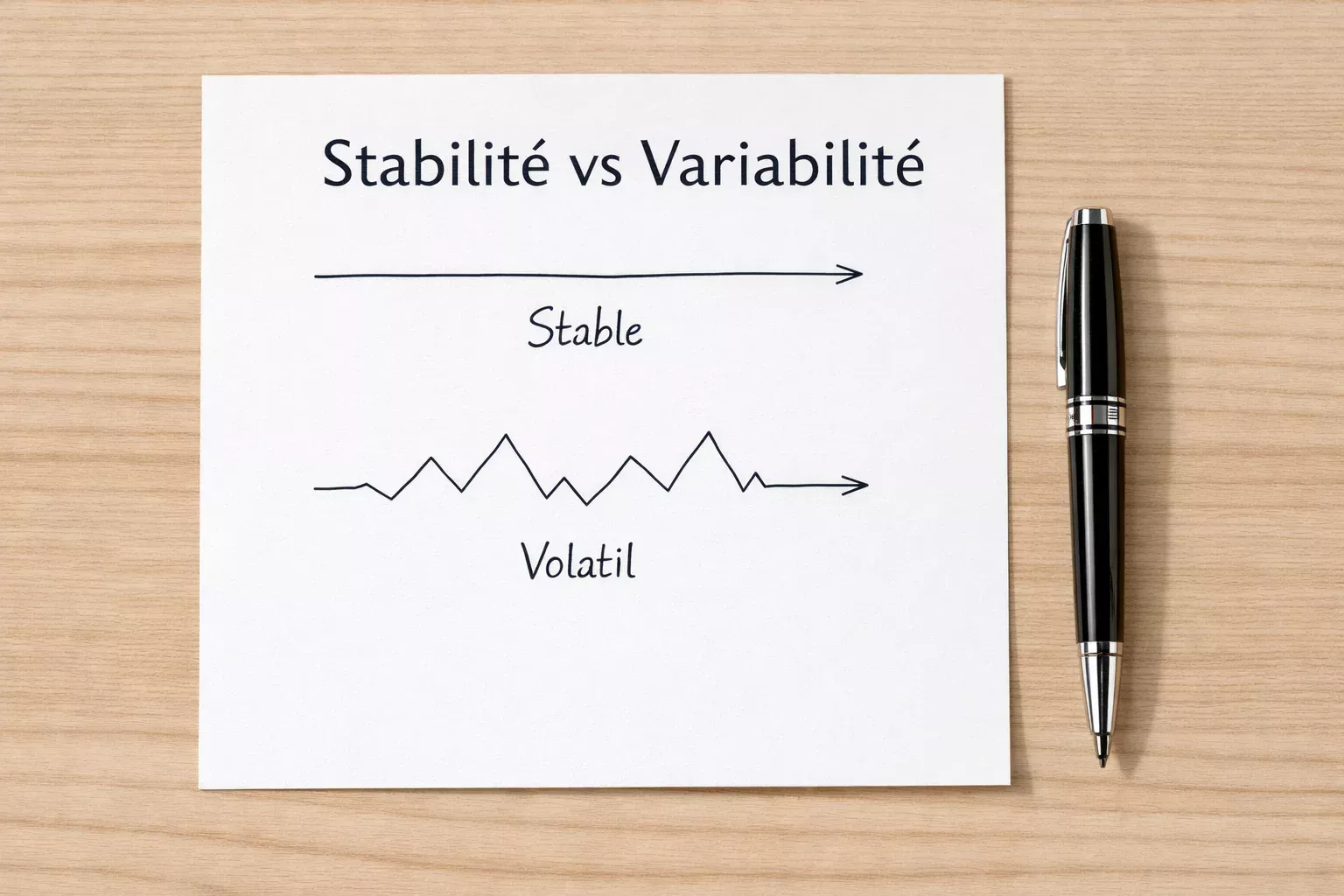 Graphique simple comparant deux courbes de progression sur papier