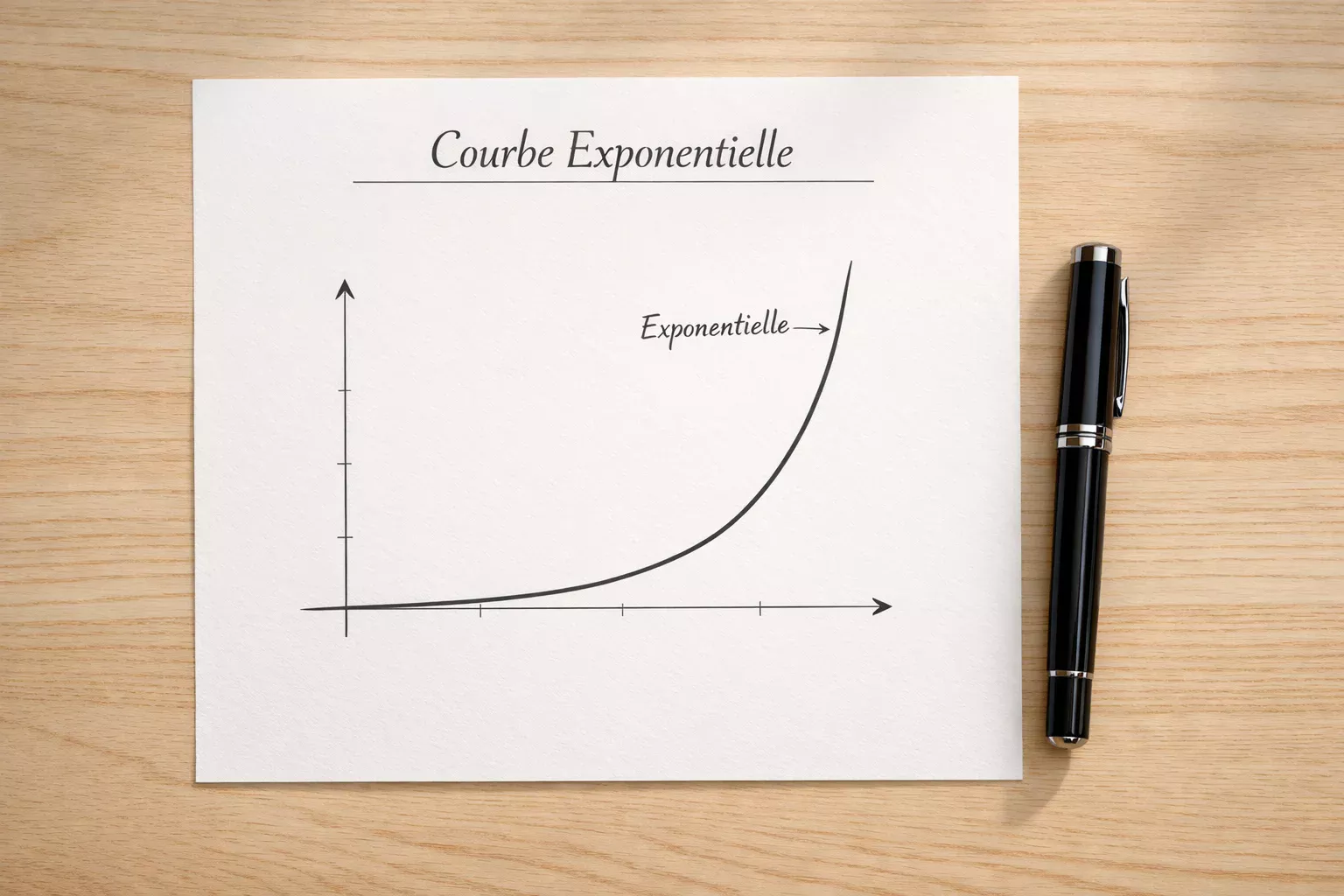 Graphique montrant une courbe exponentielle croissante sur papier