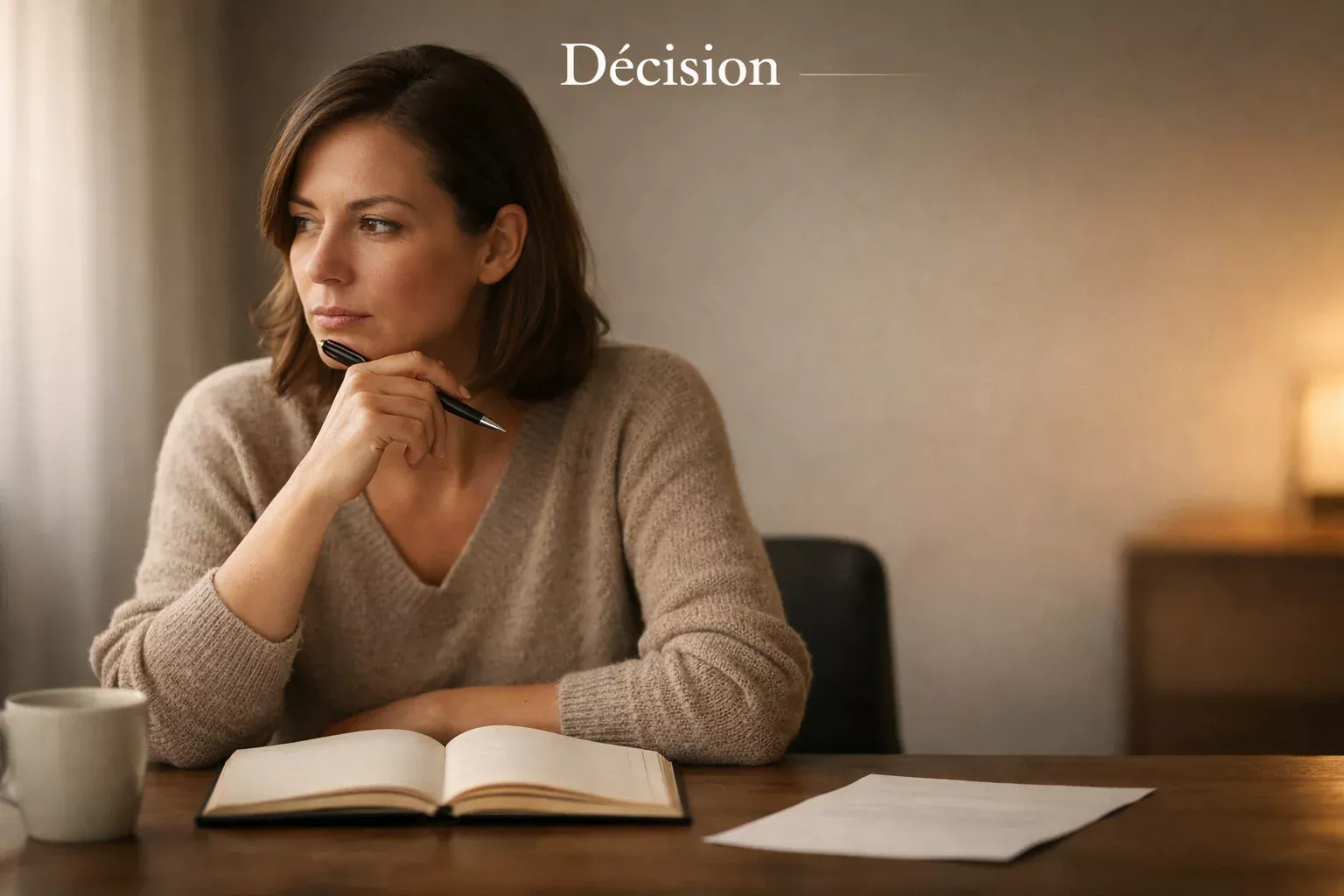 Personne réfléchissant devant un carnet de notes sur la décision de devenir professionnel