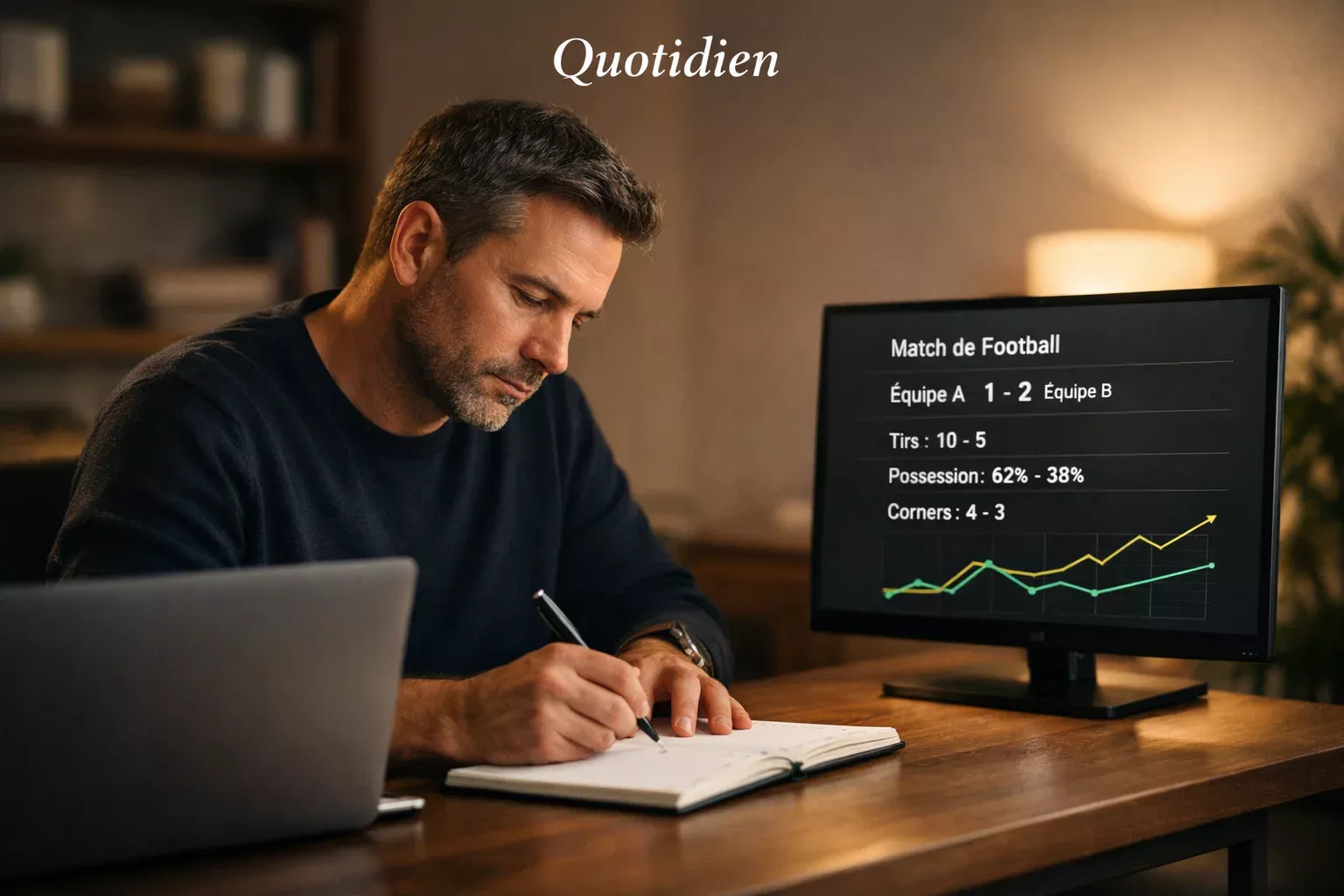 Parieur professionnel analysant des données dans son bureau à domicile