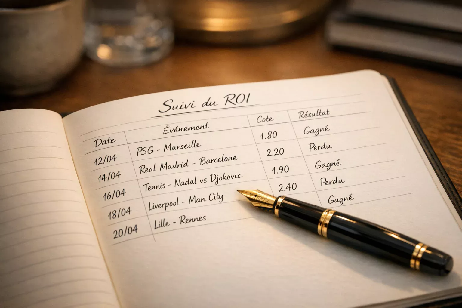 Carnet de suivi de paris ouvert avec des annotations manuscrites