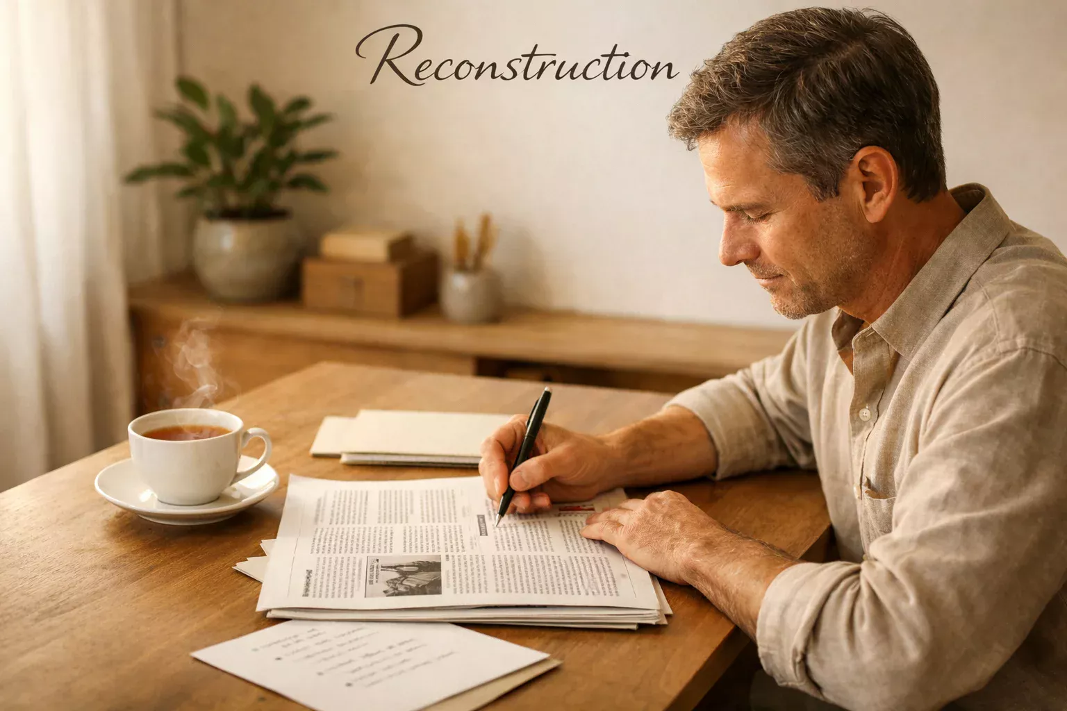 Personne analysant calmement ses notes après un épisode difficile